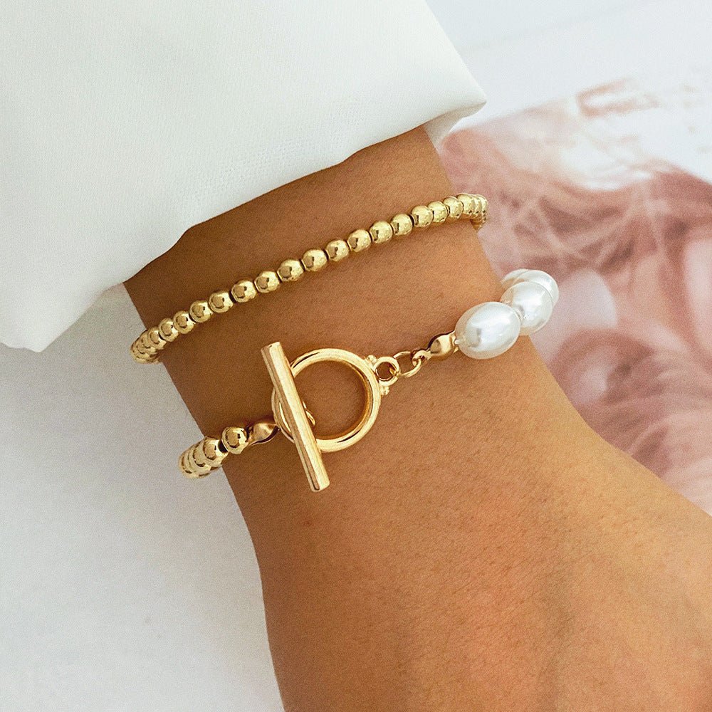 Punk Exaggerated Round Beads Chain Multi - layer Bracelet - sparklesway.co.uk