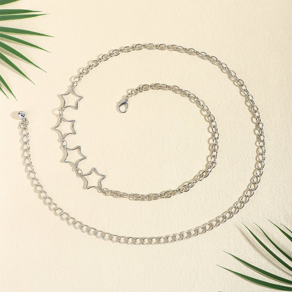 Simple Fashion Men And Women Star Metal Waist Chain Sexy Cutout Five - pointed Star Body Chain Jeans Dress Accessories - sparklesway.co.uk