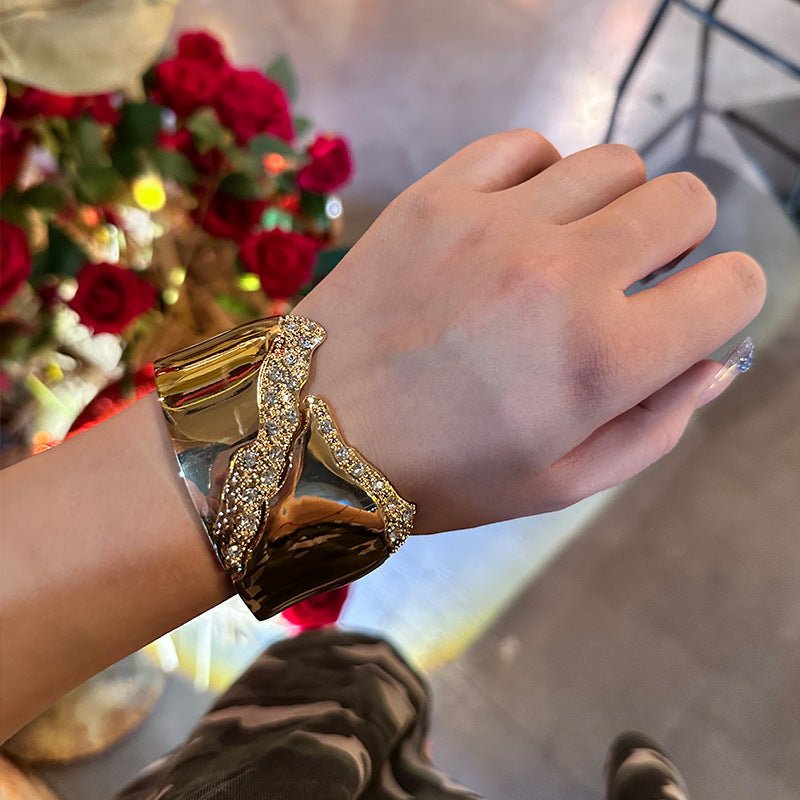 Gold Cuff Bracelet for Women | Statement Crystal Bangle Bracelet