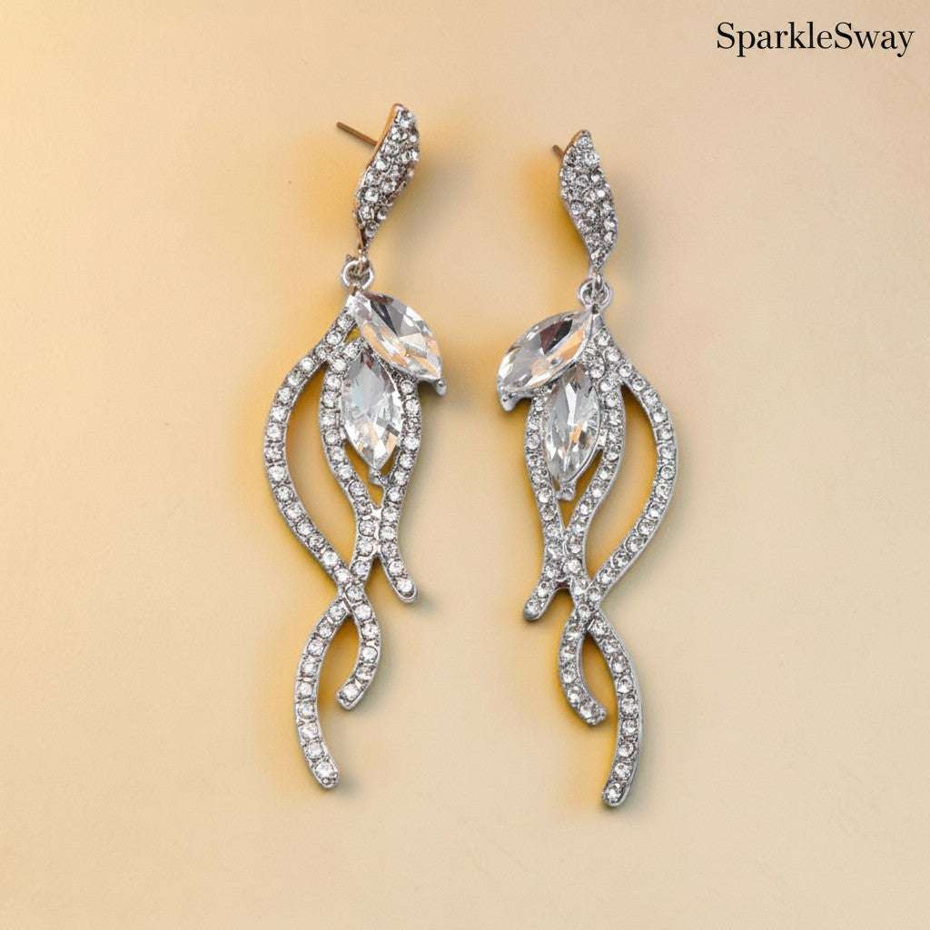 Crystal tassel drop earrings for women - SparkleSway