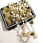 Double pendant long chain necklace styled on model – party jewellery UK
