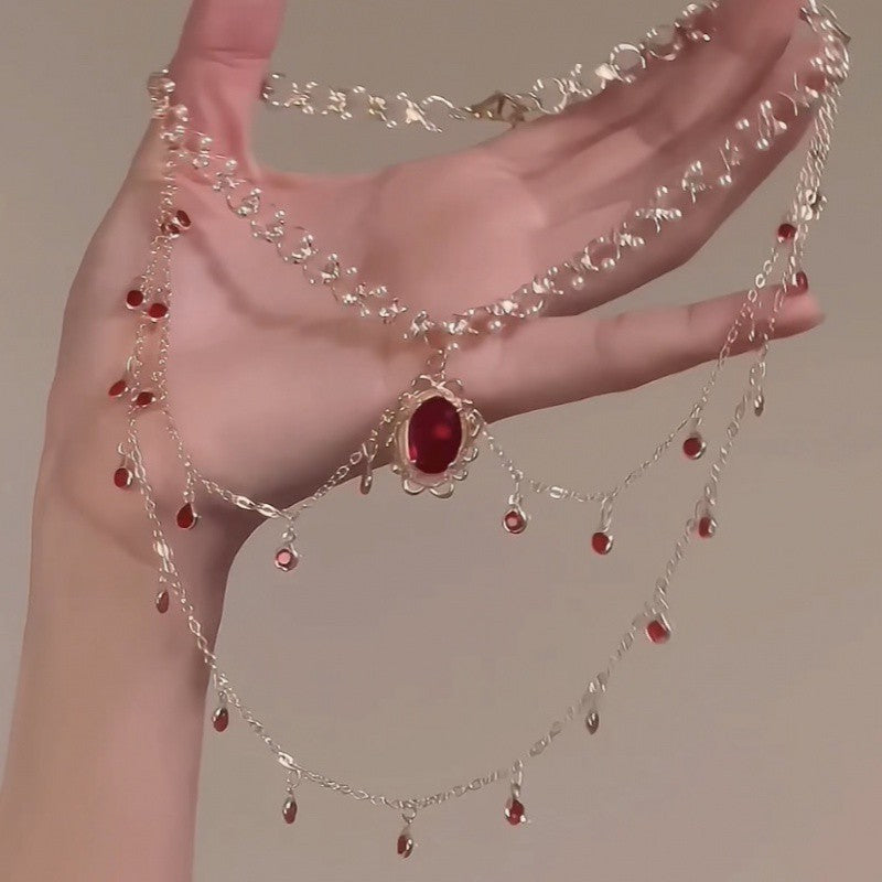 Copper Alloy  Crystal Mermaid Princess Necklace Multi-layer - sparklesway.co.uk 