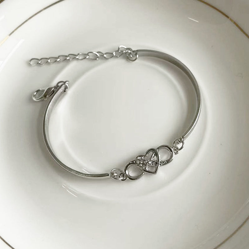 Infinity Heart Bracelet Bangle Crystal Love Forever Symbol Charm Bracelets - sparklesway.co.uk 