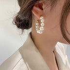 Pearl hoop earrings white – elegant imitation pearl circle earrings women UK