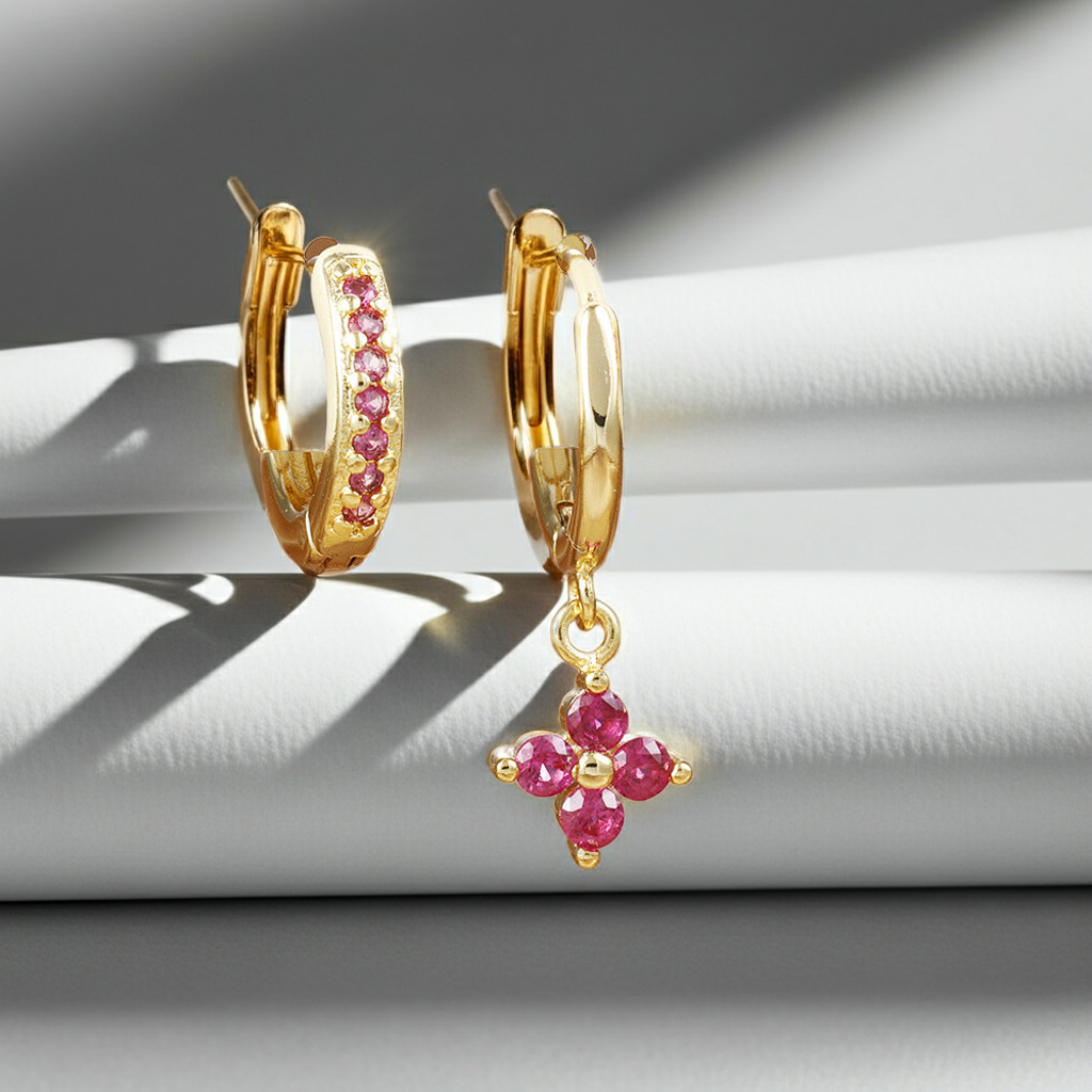 Crystal Flowers Ear Hook Eardrops Geometric High-grade Cartilage