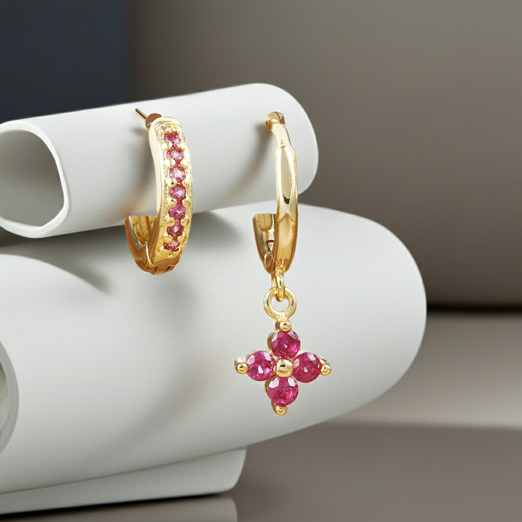 Crystal Flowers Ear Hook Eardrops Geometric High-grade Cartilage