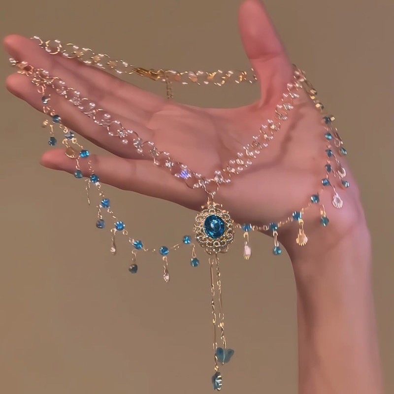 Copper Alloy  Crystal Mermaid Princess Necklace Multi-layer - sparklesway.co.uk 