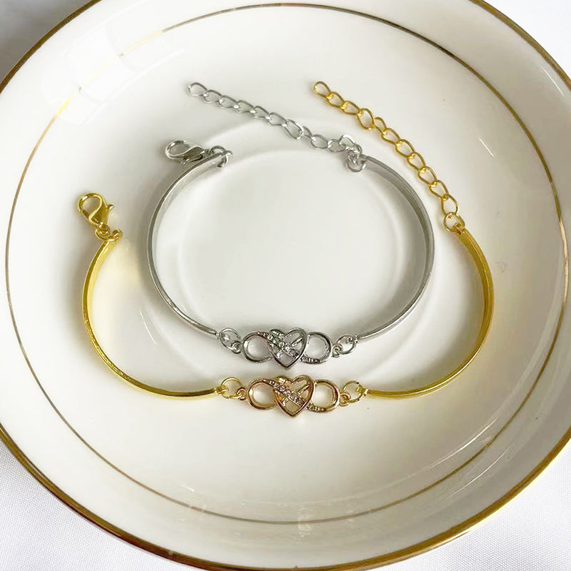 Infinity Heart Bracelet Bangle Crystal Love Forever Symbol Charm Bracelets - sparklesway.co.uk 