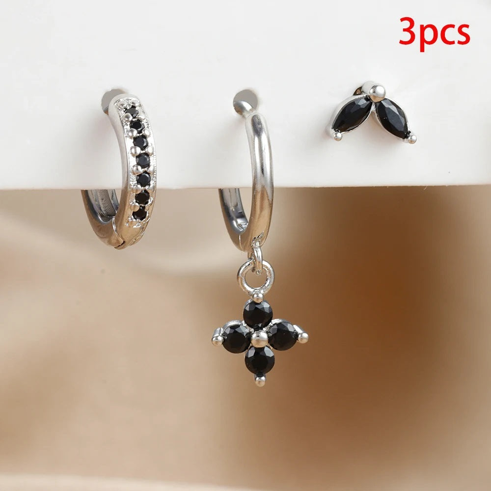 Crystal Flowers Ear Hook Eardrops Geometric High-grade Cartilage