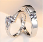 Simulation Diamond Ring Couple Rings A Pair of Live 925 Silver Men and Women Marriage Rings Lettering Rings Diamond Rings - sparklesway.co.uk 