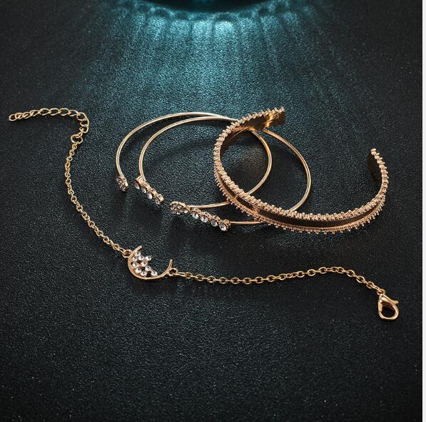 Moon  Bangle Bracelet 4 Piece Set - sparklesway.co.uk 