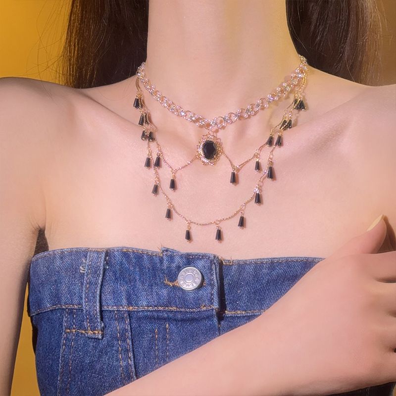 Copper Alloy  Crystal Mermaid Princess Necklace Multi-layer - sparklesway.co.uk 