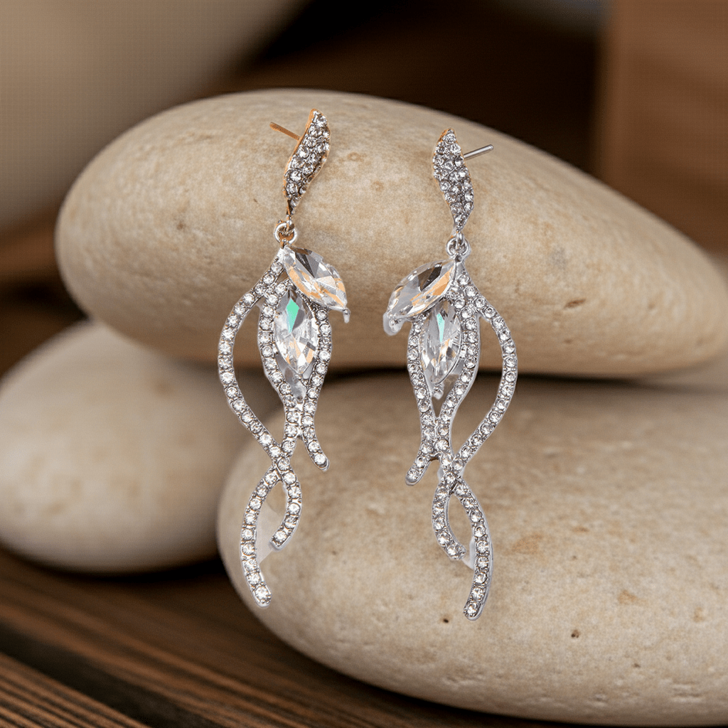 Alloy Diamond Earrings Tassel Hollow Asymmetrical Style Women's Earrings Earrings - sparklesway.co.uk 