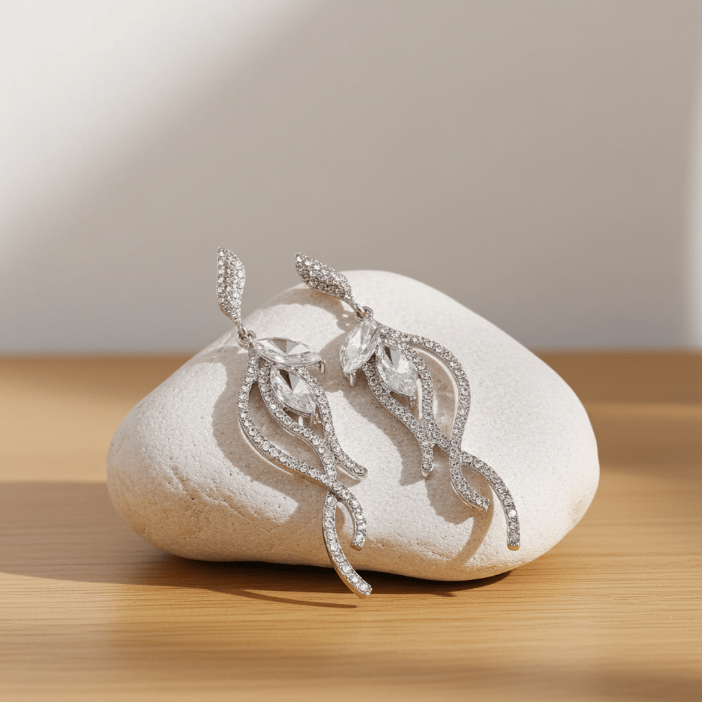 Alloy Diamond Earrings Tassel Hollow Asymmetrical Style Women's Earrings Earrings - sparklesway.co.uk 