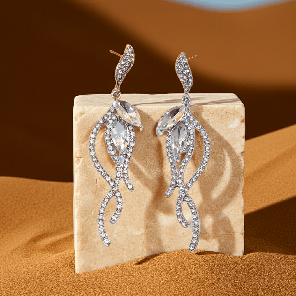 Alloy Diamond Earrings Tassel Hollow Asymmetrical Style Women's Earrings Earrings - sparklesway.co.uk 
