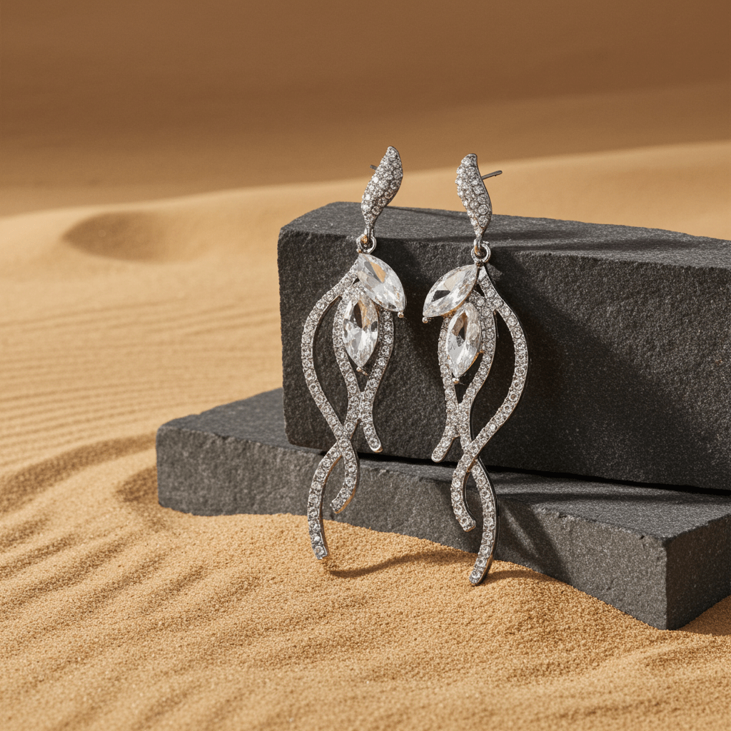 Alloy Diamond Earrings Tassel Hollow Asymmetrical Style Women's Earrings Earrings - sparklesway.co.uk 