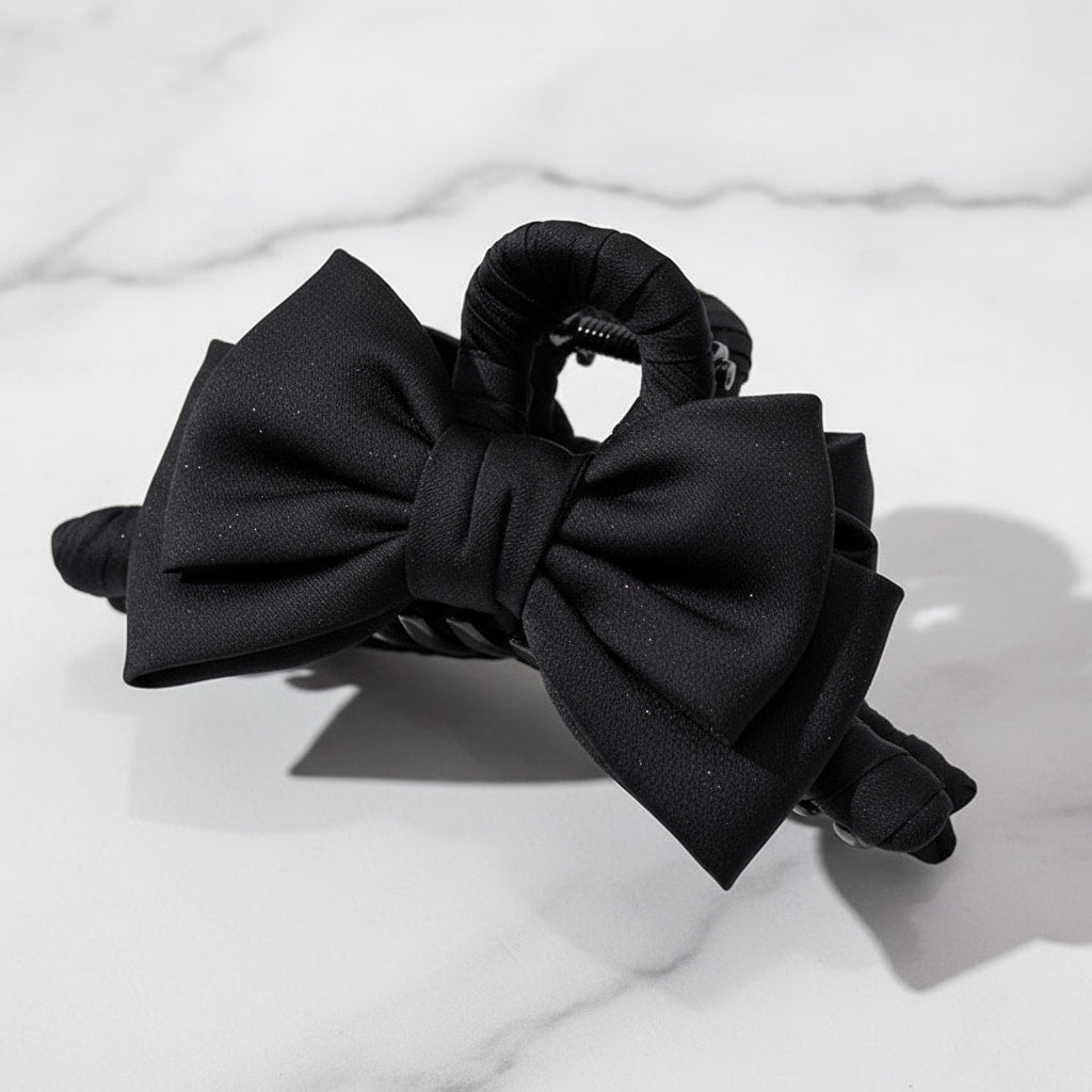 Bow Claw Clip Graceful Satin Headdress Shark Clip Updo Hair Claw - sparklesway.co.uk 