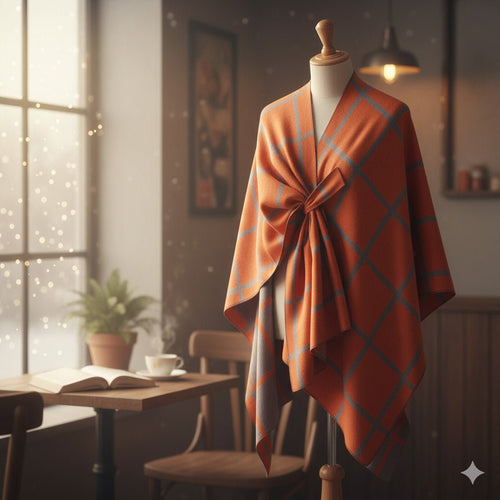 Classic Plaid Scarf | Elegant Oversized Winter Shawl for Women - sparklesway.co.uk 