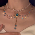 Copper Alloy  Crystal Mermaid Princess Necklace Multi-layer - sparklesway.co.uk 