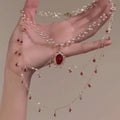 Copper Alloy  Crystal Mermaid Princess Necklace Multi-layer - sparklesway.co.uk 