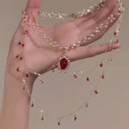 Copper Alloy  Crystal Mermaid Princess Necklace Multi-layer - sparklesway.co.uk 