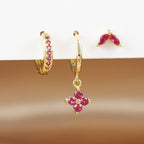 Crystal Flowers Ear Hook Eardrops Geometric High-grade Cartilage - sparklesway.co.uk 