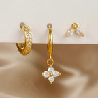 Crystal Flowers Ear Hook Eardrops Geometric High-grade Cartilage - sparklesway.co.uk 