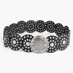 Disc Hook Leather Retro Rivet Alloy Belt Wide Belt - sparklesway.co.uk 
