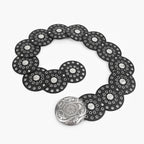 Disc Hook Leather Retro Rivet Alloy Belt Wide Belt - sparklesway.co.uk 