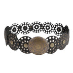 Disc Hook Leather Retro Rivet Alloy Belt Wide Belt - sparklesway.co.uk 