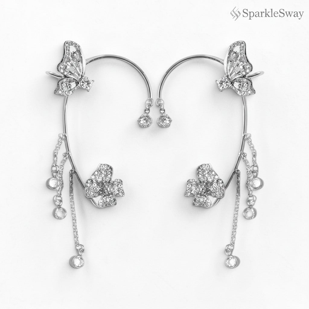 Butterfly and Flower Clip-On Earrings — sparklesway.co.uk