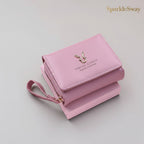 Compact Faux Leather Wristlet Wallet Open View — sparklesway.co.uk