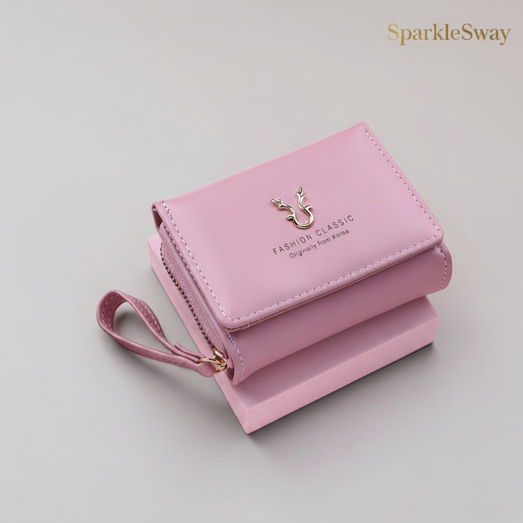 Compact Faux Leather Wristlet Wallet Open View — sparklesway.co.uk