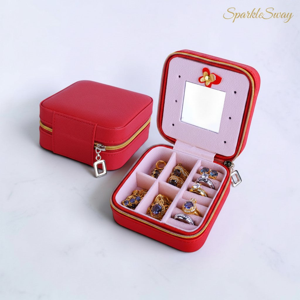 Travel Jewellery Organiser with Mirror Closed — sparklesway.co.uk