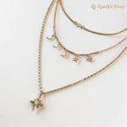 Star and Geometric Layered Pendant Necklace — sparklesway.co.uk