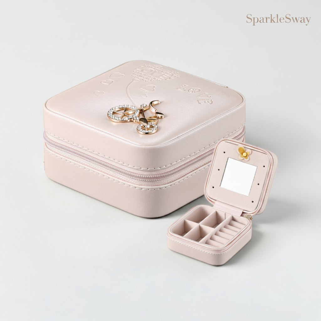 Travel Jewellery Organiser with Mirror Open — sparklesway.co.uk
