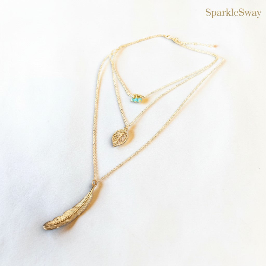 Star and Geometric Layered Pendant Necklace Detail — sparklesway.co.uk