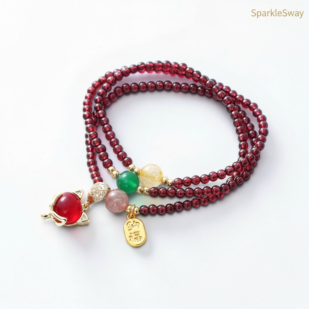 Natural Crystal Fox Charm Bracelet — sparklesway.co.uk