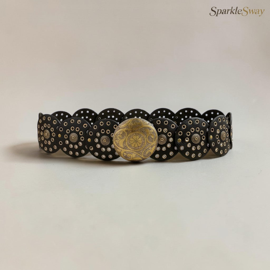Wide Leather Rivet Belt for Women — sparklesway.co.uk