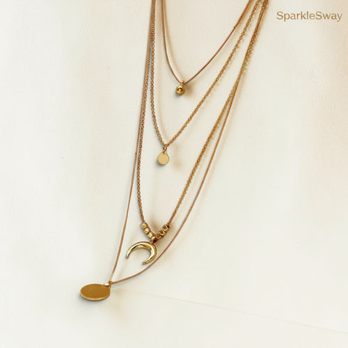 Celestial Moon Layered Necklace for Women — sparklesway.co.uk