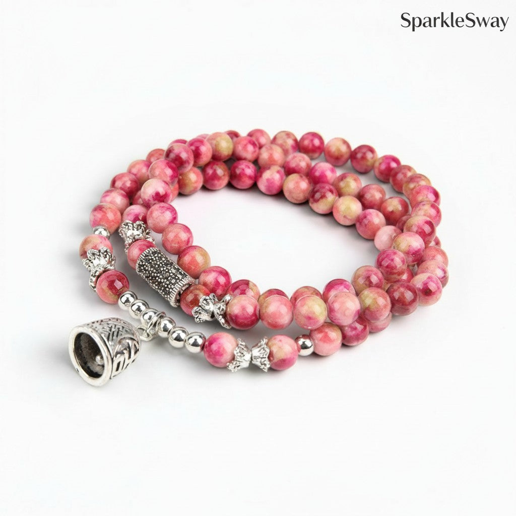 Layered Beaded Bracelet with Silver Charms — sparklesway.co.uk