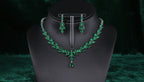 Emerald Green Crystal Jewelry Set | Statement Necklace & Earrings for Women - sparklesway.co.uk 