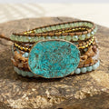 European And American Retro Natural Ocean Stone Multi-layer Winding Bracelet - sparklesway.co.uk 