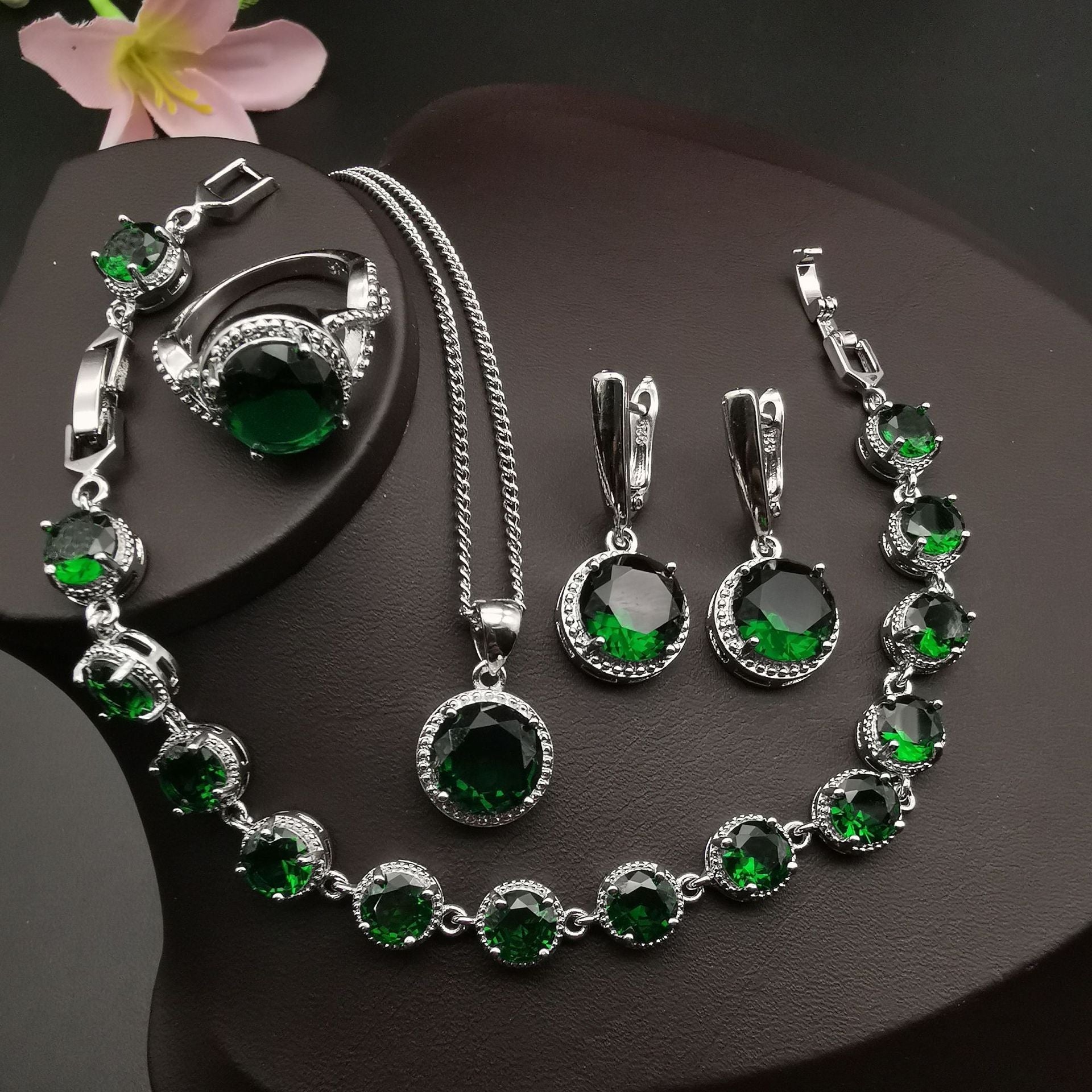 European And American Style Jewelry Round Diamond 4 PCs Set - sparklesway.co.uk 