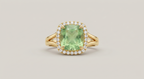 Qishang Biyu Square Ring Minimalist Geometric Square In White Jade And Green Jade