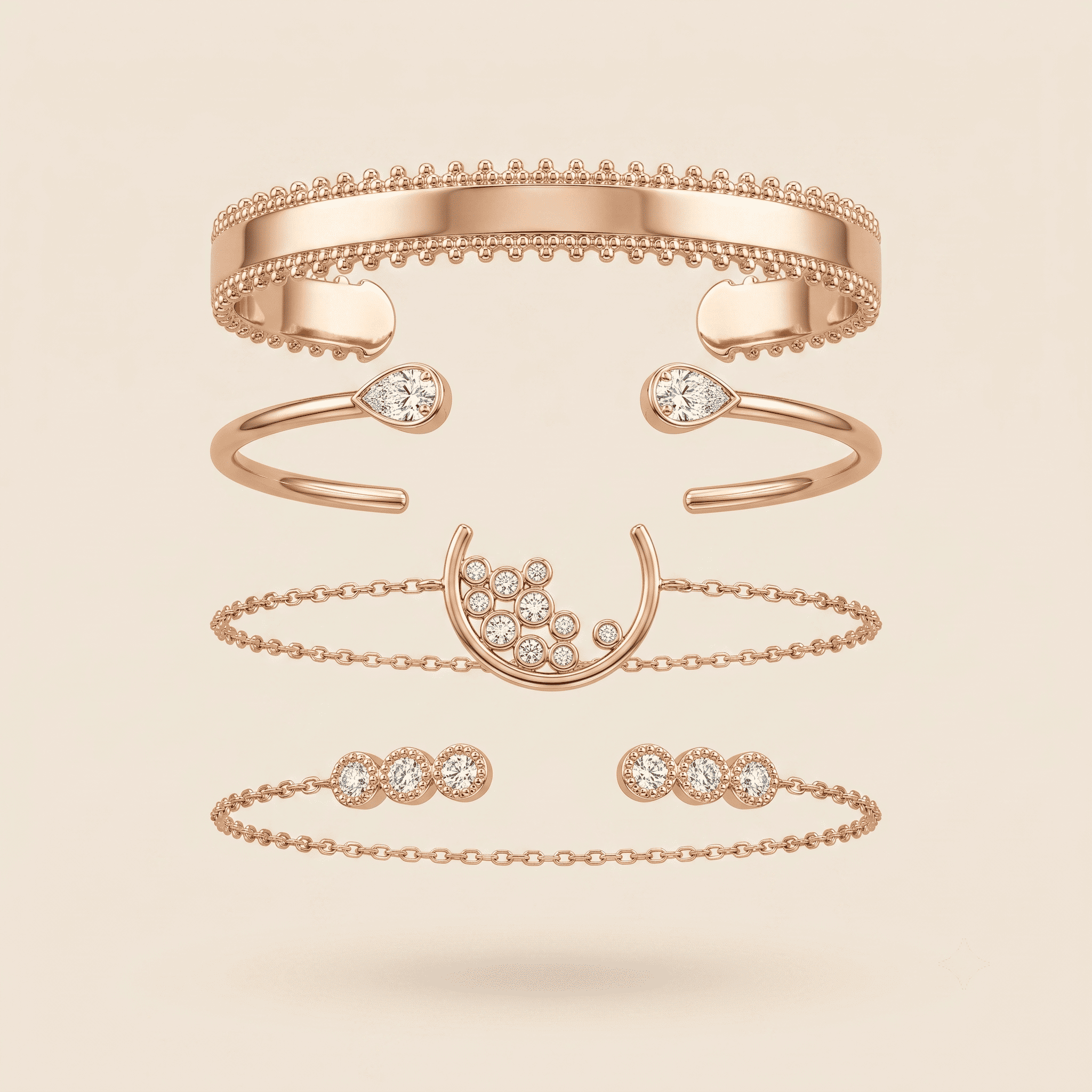 Moon  Bangle Bracelet 4 Piece Set