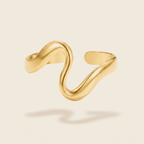 Fashionable Design Serpentine Irregular Ring With Curved Geometric Openwork For Women