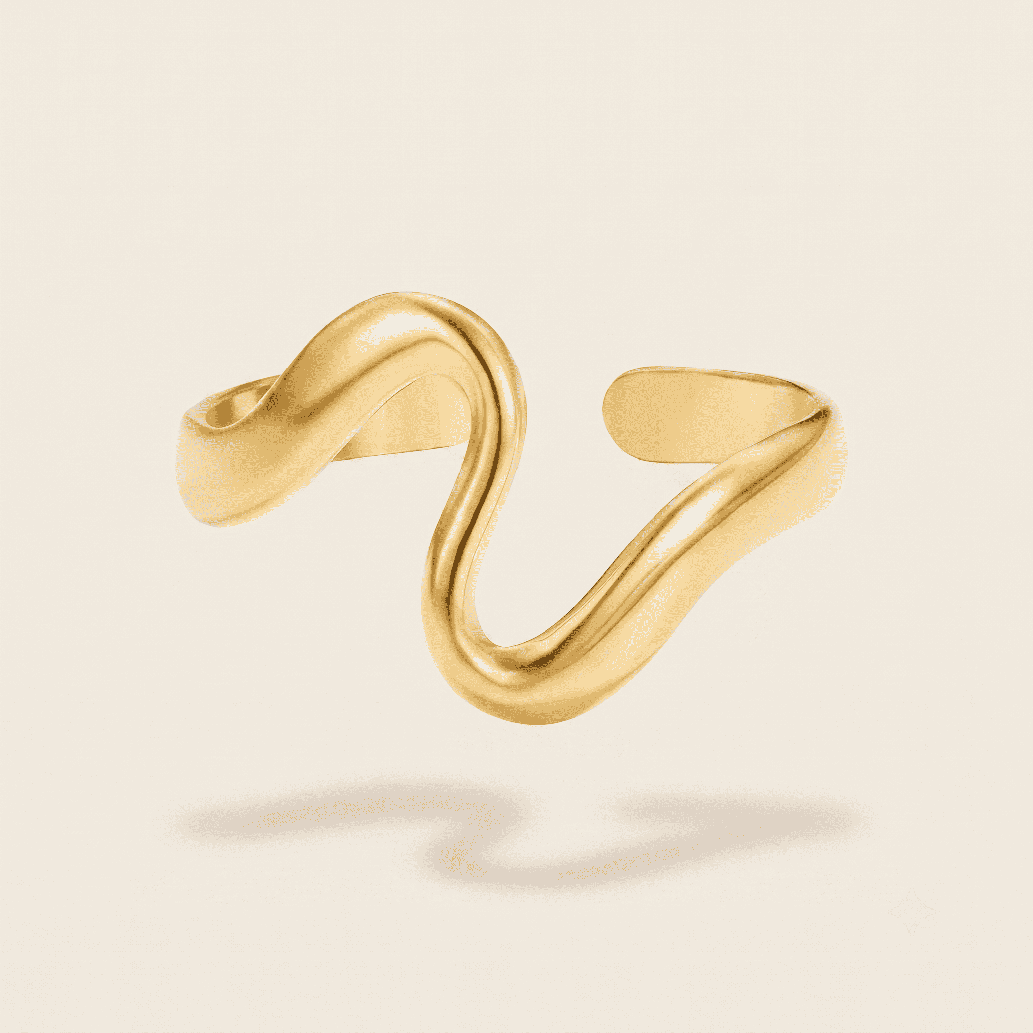 Fashionable Design Serpentine Irregular Ring With Curved Geometric Openwork For Women