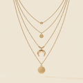 Multi-layer Moon Pendant Necklaces for Women Bohemian Wafer Elegant Necklace