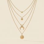 Multi-layer Moon Pendant Necklaces for Women Bohemian Wafer Elegant Necklace